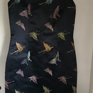 black dress with butterfly embroidery